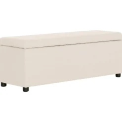 vidaXL Bankje met opbergvak 116 cm polyester crème
