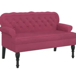 vidaXL Bankje met rugleuning 119,5x64,5x75 cm fluweel wijnrood