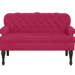 vidaXL Bankje met rugleuning 119,5x64,5x75 cm fluweel wijnrood