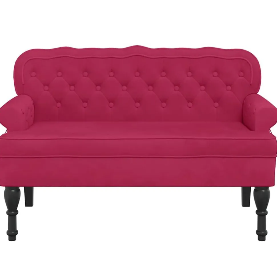 vidaXL Bankje met rugleuning 119,5x64,5x75 cm fluweel wijnrood