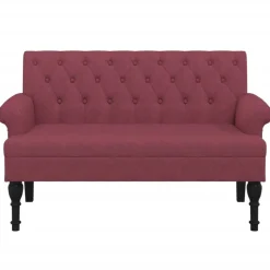 vidaXL Bankje met rugleuning 120x62x75,5 cm stof wijnrood