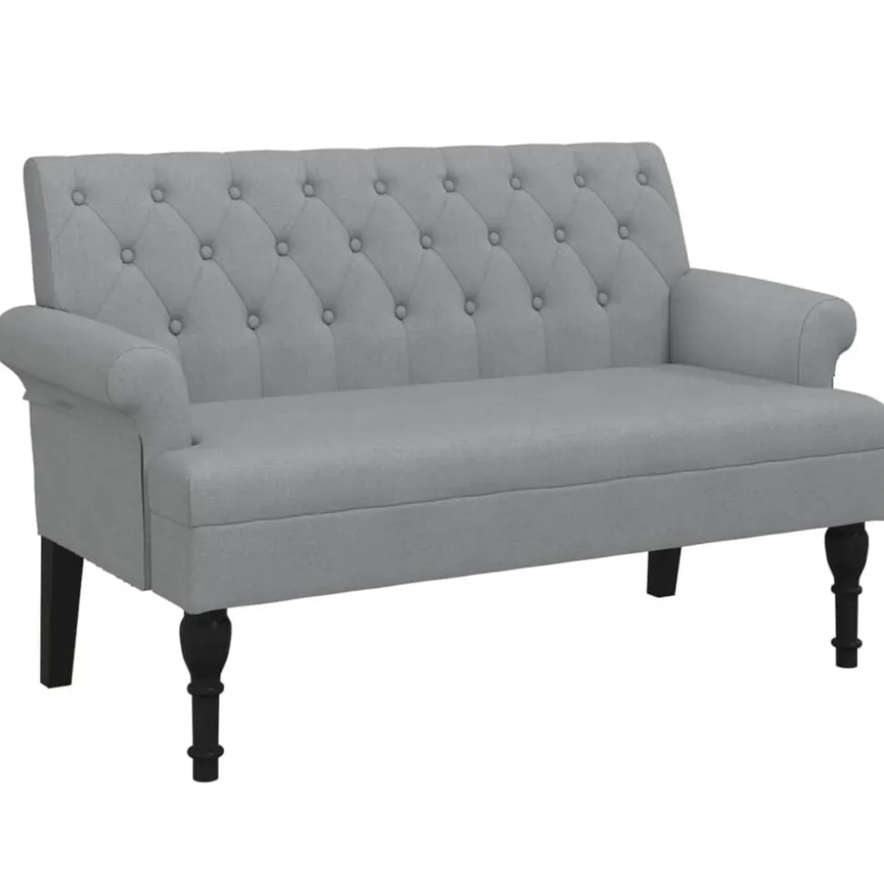 vidaXL Bankje met rugleuning 120x62x75,5 cm stof lichtgrijs