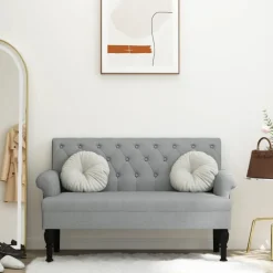 vidaXL Bankje met rugleuning 120x62x75,5 cm stof lichtgrijs