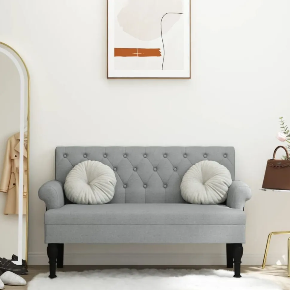 vidaXL Bankje met rugleuning 120x62x75,5 cm stof lichtgrijs