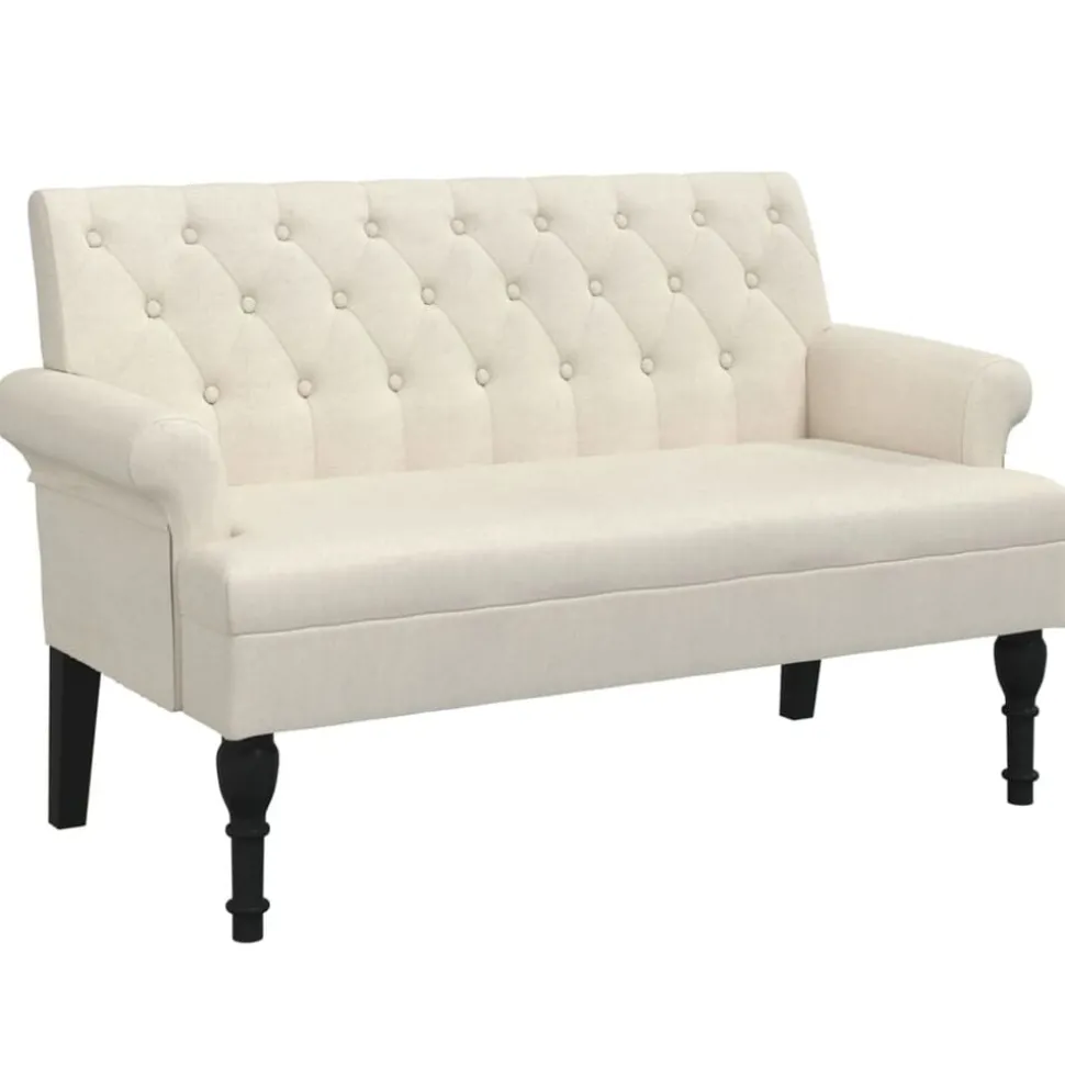 vidaXL Bankje met rugleuning 120x62x75,5 cm linnen