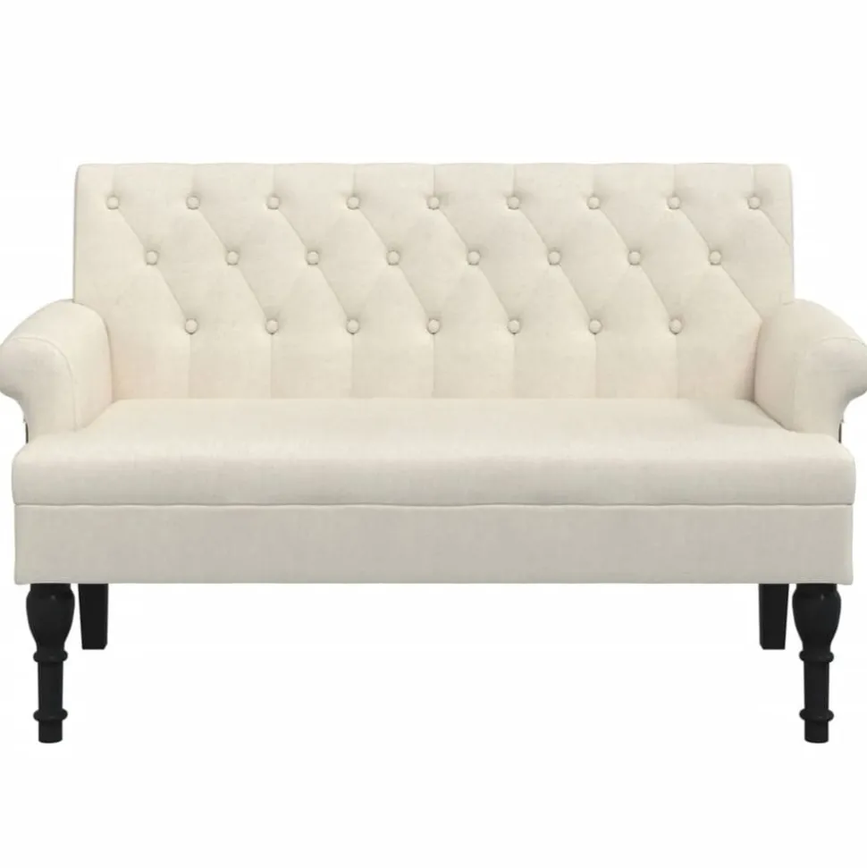 vidaXL Bankje met rugleuning 120x62x75,5 cm linnen