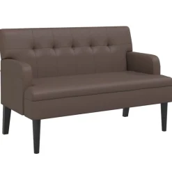 vidaXL Bankje met rugleuning 112x65,5x75 cm kunstleer bruin