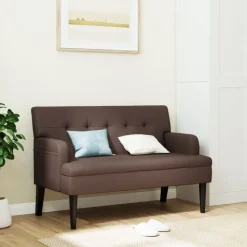 vidaXL Bankje met rugleuning 112x65,5x75 cm kunstleer bruin
