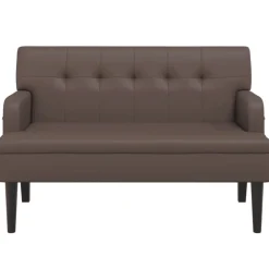 vidaXL Bankje met rugleuning 112x65,5x75 cm kunstleer bruin