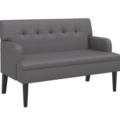 vidaXL Bankje met rugleuning 112x65,5x75 cm kunstleer grijs
