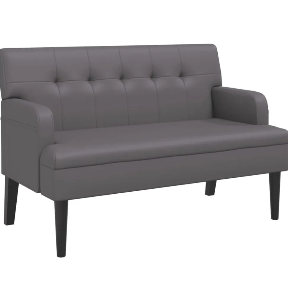 vidaXL Bankje met rugleuning 112x65,5x75 cm kunstleer grijs