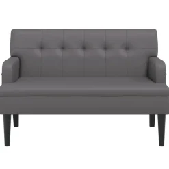 vidaXL Bankje met rugleuning 112x65,5x75 cm kunstleer grijs