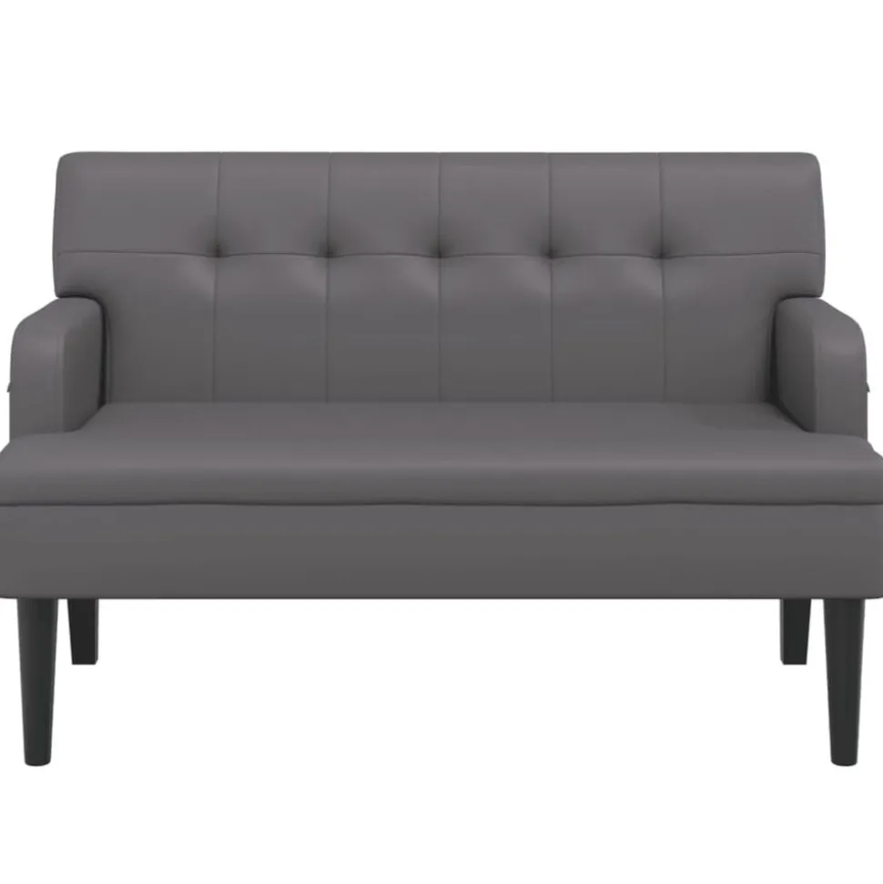 vidaXL Bankje met rugleuning 112x65,5x75 cm kunstleer grijs