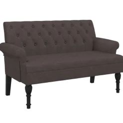 vidaXL Bankje met rugleuning 120x62x75,5 cm stof donkerbruin