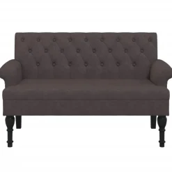 vidaXL Bankje met rugleuning 120x62x75,5 cm stof donkerbruin
