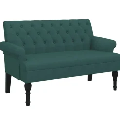 vidaXL Bankje met rugleuning 120x62x75,5 cm stof donkergroen