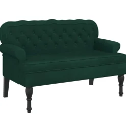 vidaXL Bankje met rugleuning 119,5x64,5x75 cm fluweel donkergroen