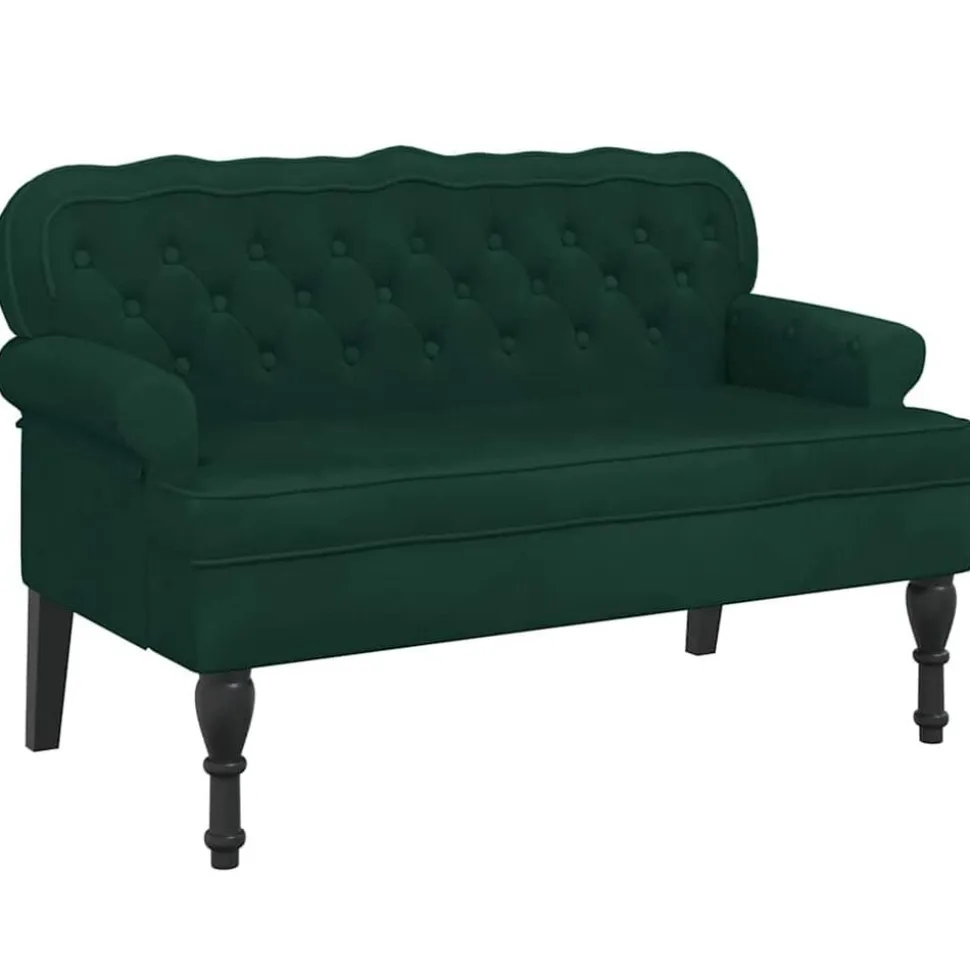 vidaXL Bankje met rugleuning 119,5x64,5x75 cm fluweel donkergroen