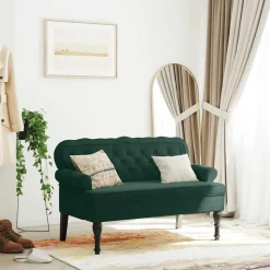 vidaXL Bankje met rugleuning 119,5x64,5x75 cm fluweel donkergroen