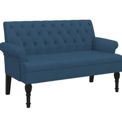 vidaXL Bankje met rugleuning 120x62x75,5 cm stof blauw