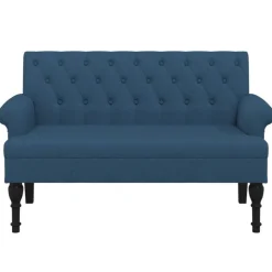 vidaXL Bankje met rugleuning 120x62x75,5 cm stof blauw