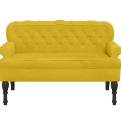 vidaXL Bankje met rugleuning 119,5x64,5x75 cm fluweel geel