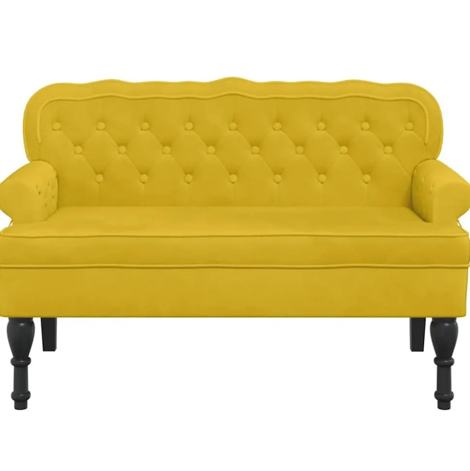 vidaXL Bankje met rugleuning 119,5x64,5x75 cm fluweel geel
