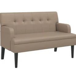 vidaXL Bankje met rugleuning 112x65,5x75 cm kunstleer cappuccinokleur