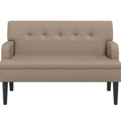vidaXL Bankje met rugleuning 112x65,5x75 cm kunstleer cappuccinokleur