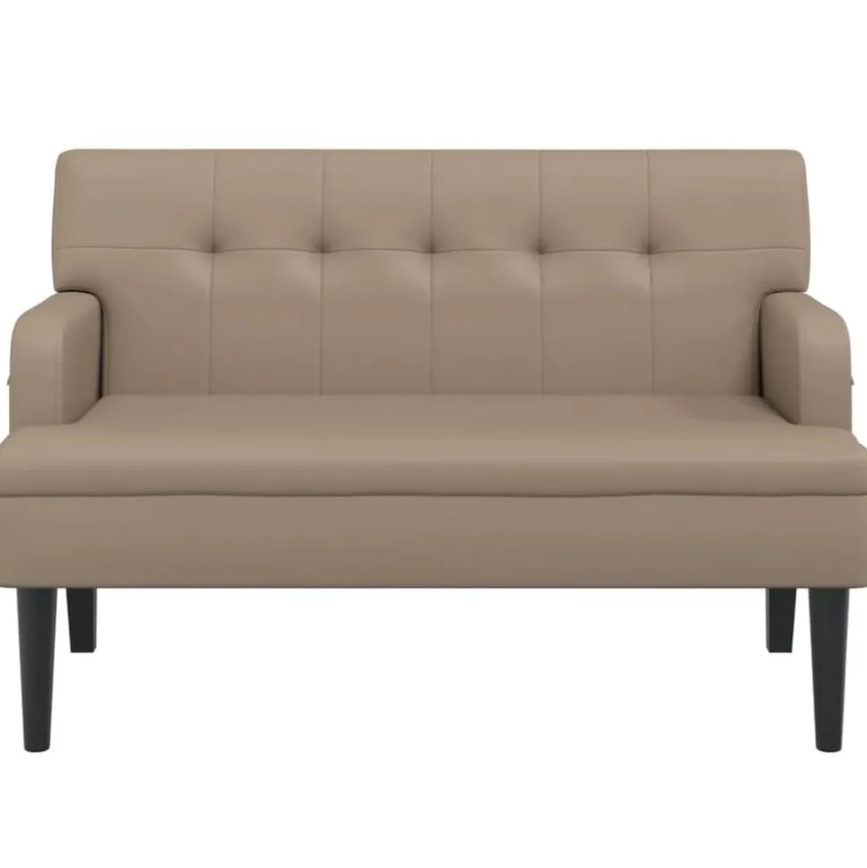 vidaXL Bankje met rugleuning 112x65,5x75 cm kunstleer cappuccinokleur