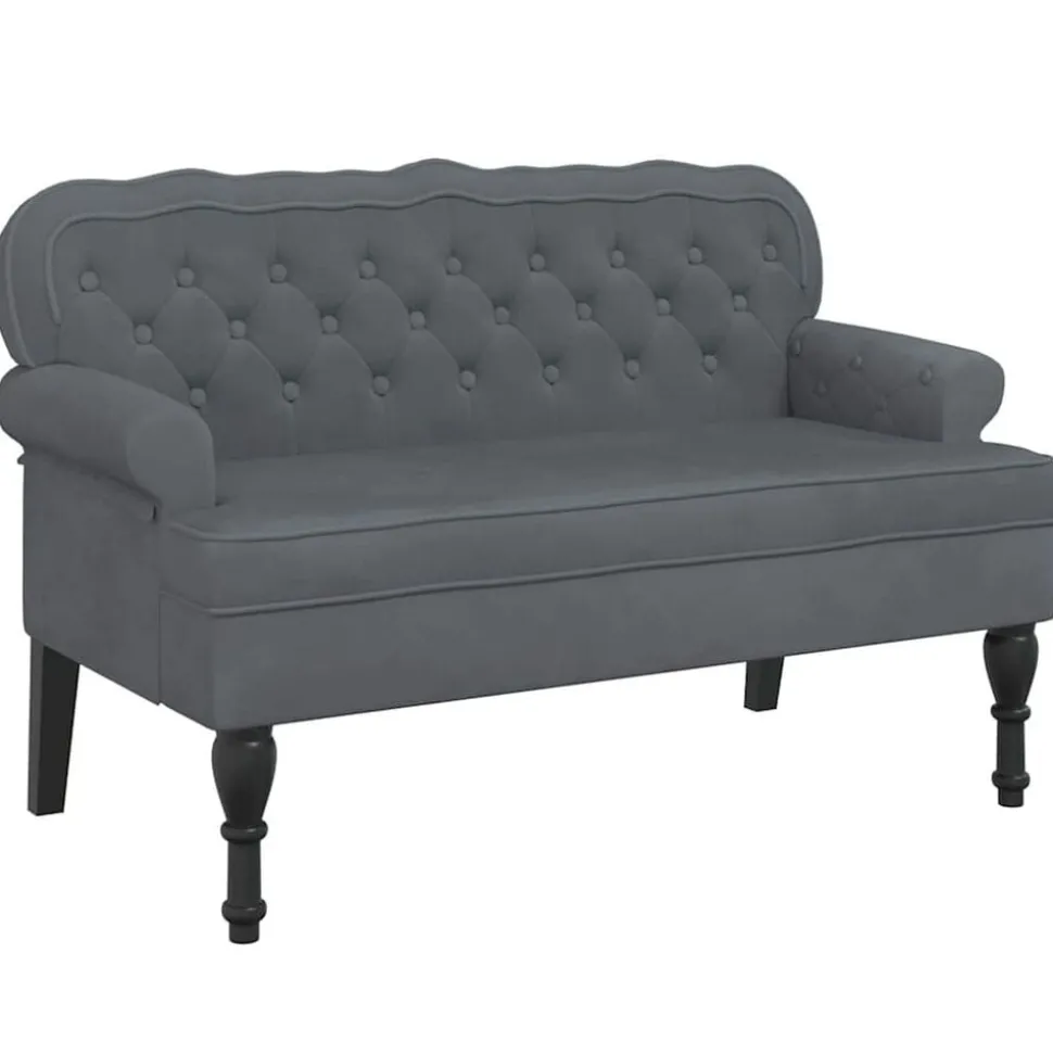 vidaXL Bankje met rugleuning 119,5x64,5x75 cm fluweel donkergrijs