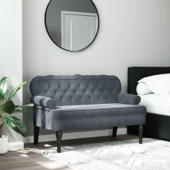 vidaXL Bankje met rugleuning 119,5x64,5x75 cm fluweel donkergrijs