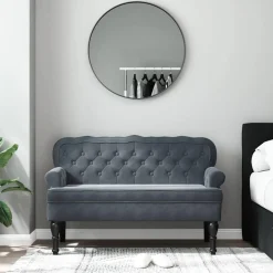 vidaXL Bankje met rugleuning 119,5x64,5x75 cm fluweel donkergrijs