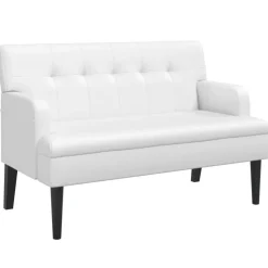vidaXL Bankje met rugleuning 112x65,5x75 cm kunstleer wit