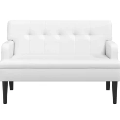 vidaXL Bankje met rugleuning 112x65,5x75 cm kunstleer wit