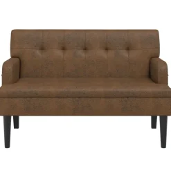 vidaXL Bankje met rugleuning 112x65,5x75 cm kunstsuèdeleer bruin