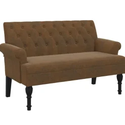 vidaXL Bankje met rugleuning 120x62x75,5 cm kunstsuèdeleer bruin
