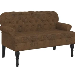 vidaXL Bankje met rugleuning 119,5x64,5x75 cm kunstsuèdeleer bruin