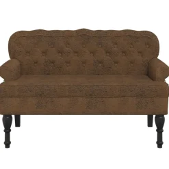 vidaXL Bankje met rugleuning 119,5x64,5x75 cm kunstsuèdeleer bruin