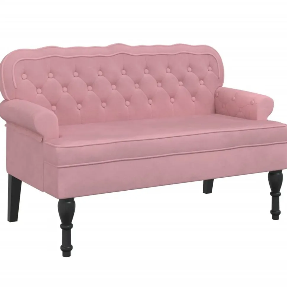 vidaXL Bankje met rugleuning 119,5x64,5x75 cm fluweel roze