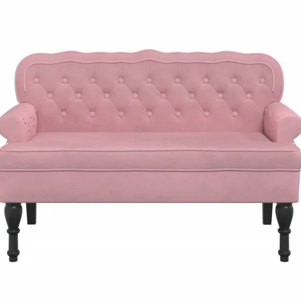 vidaXL Bankje met rugleuning 119,5x64,5x75 cm fluweel roze