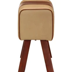 vidaXL Bankje turnbok 58 cm echt leer en massief mangohout bruin