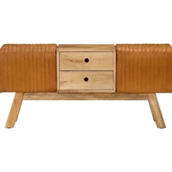 vidaXL Bankje turnbok 107 cm echt geitenleer massief mangohout bruin