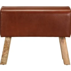 vidaXL Bankje turnbok 58 cm echt leer en massief mangohout bruin