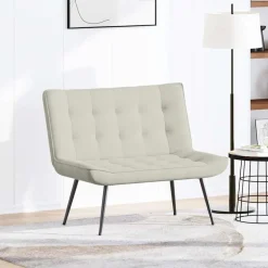 vidaXL Bankje 110x74x84 cm fluweel crèmekleurig