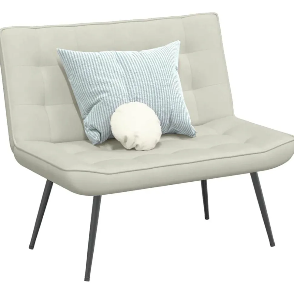 vidaXL Bankje 110x74x84 cm fluweel crèmekleurig