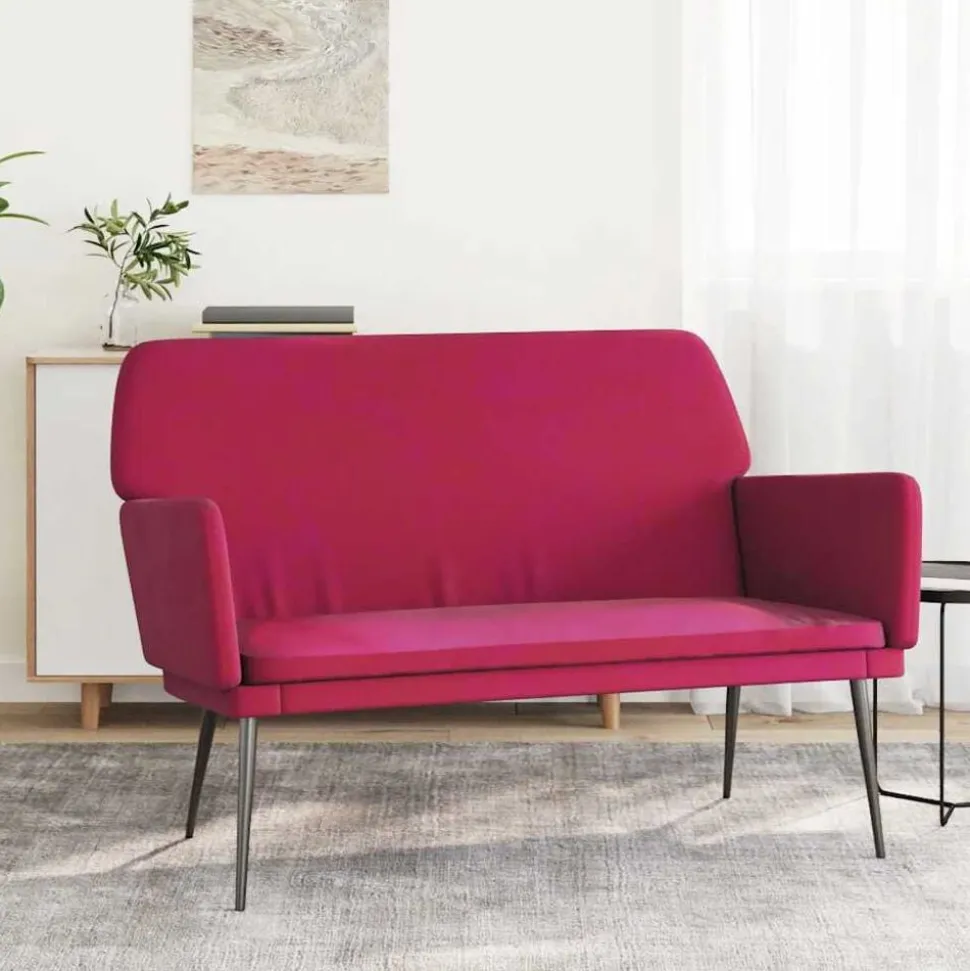 vidaXL Bankje 108x79x79 cm fluweel wijnrood