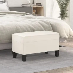 vidaXL Bankje 70x35x41 cm kunstleer crèmekleurig