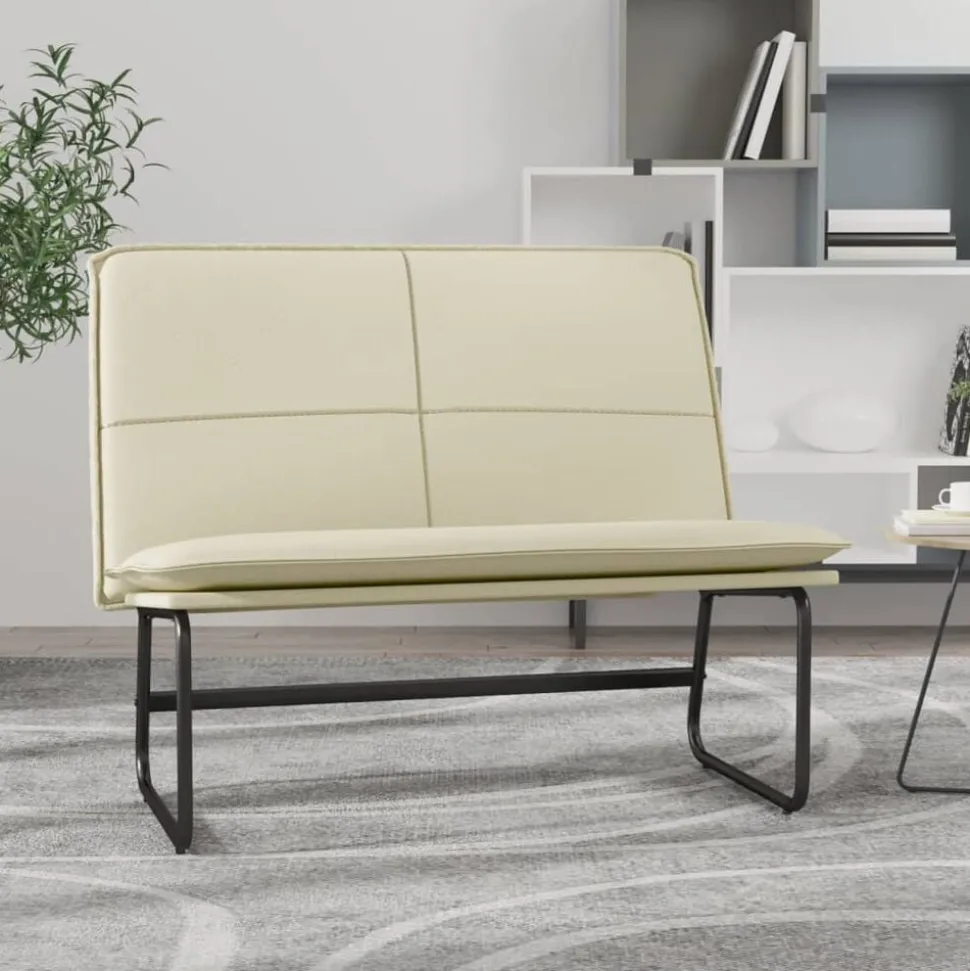 vidaXL Bankje 100x75x76 cm kunstleer crèmekleurig