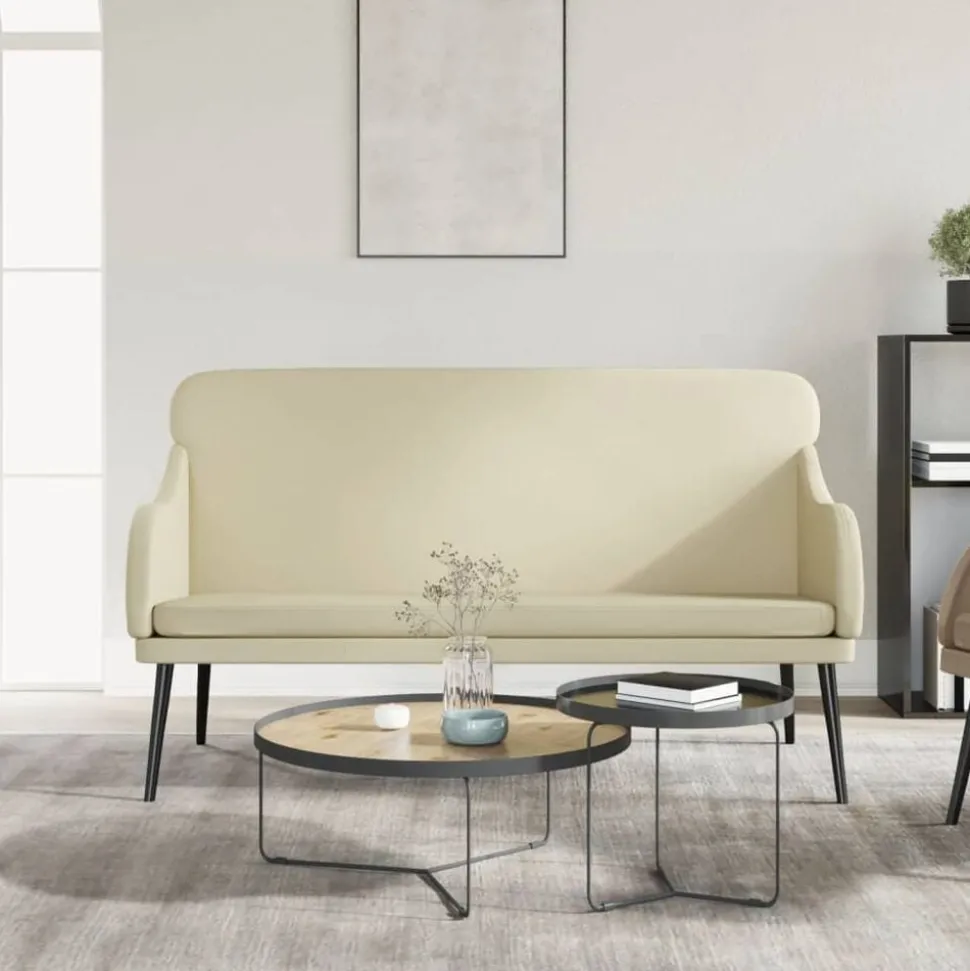 vidaXL Bankje 110x76x80 cm kunstleer crèmekleurig